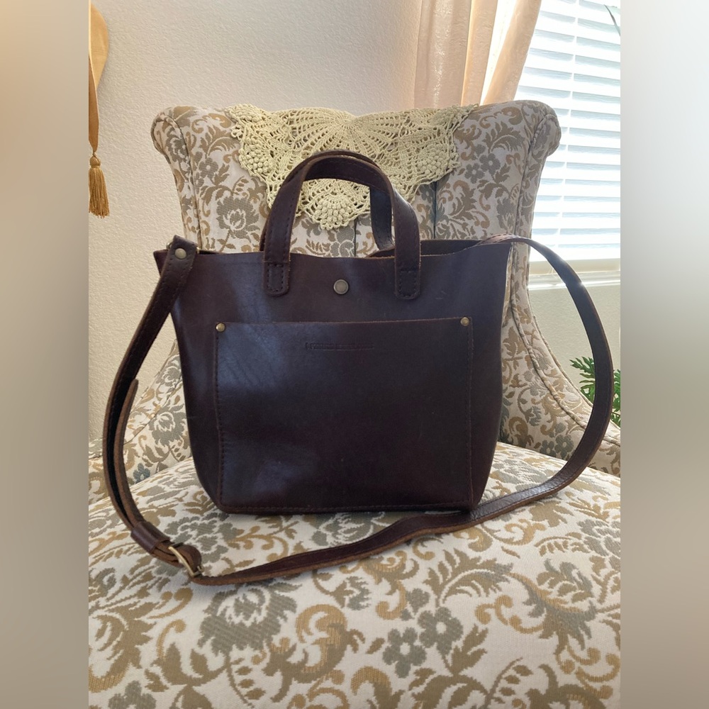 Portland Leather Goods Brown Leather Crossbody Satchel